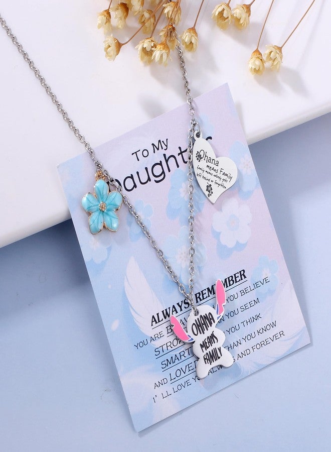 SHBOAZED Ohana Means Family Necklace for Women Stitch-Shape Necklace Stuff Gifts for Daughter Greeting Card for Birthday - Image 2